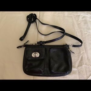 Brighton sling. Leather with snake like texture.